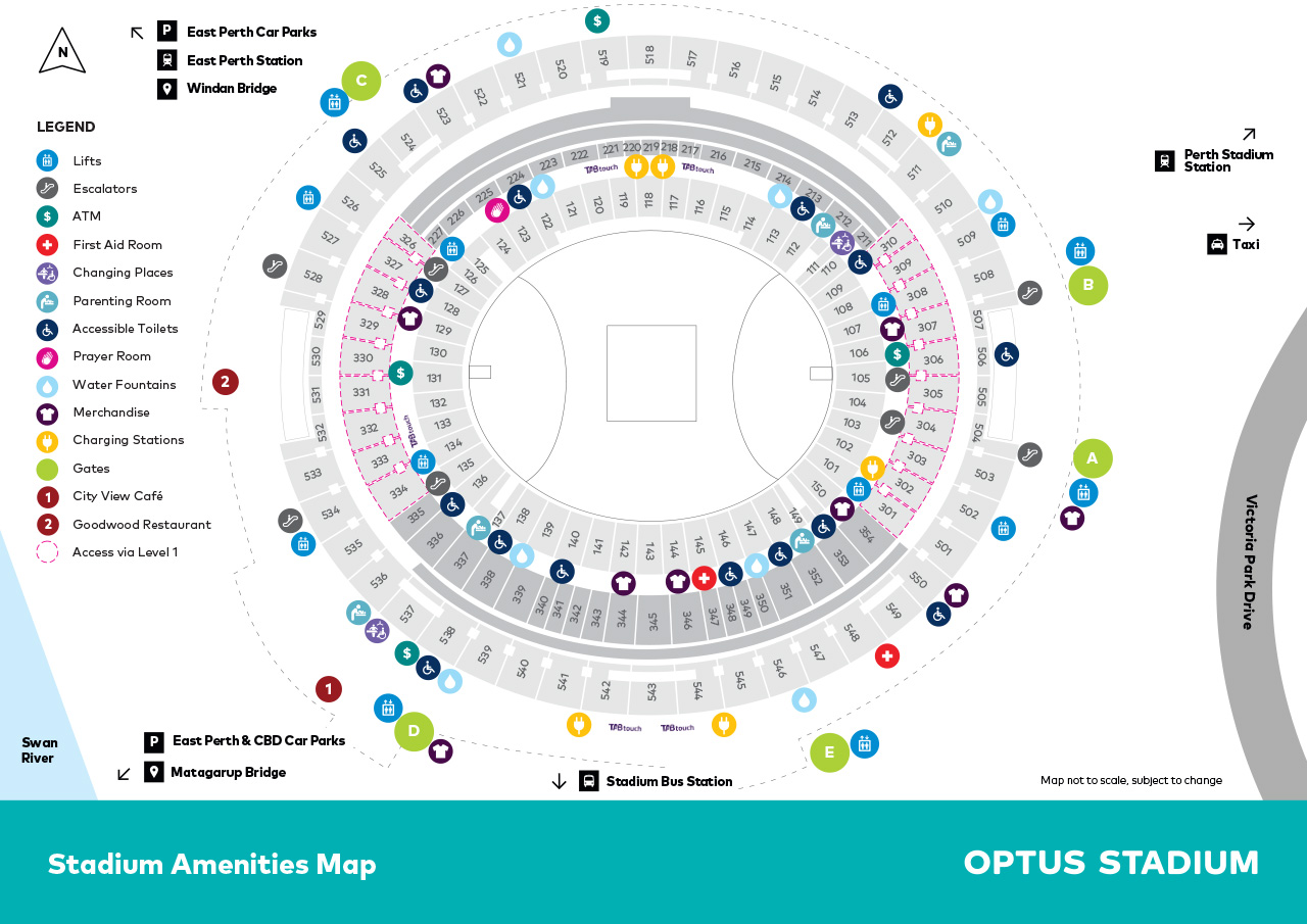Optus Stadium Map